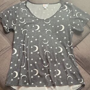 LuLaRoe Black Tee with White Starburst Print